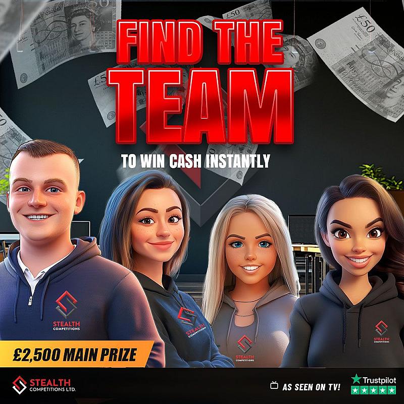 FIND THE TEAM INSTANT WIN DRAW - £2,500 END PRIZE!  