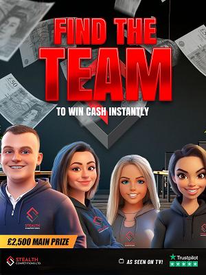 FIND THE TEAM INSTANT WIN DRAW - £2,500 END PRIZE!  