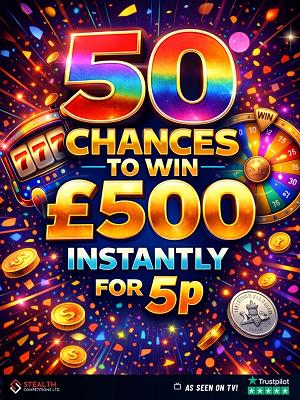 50 CHANCES OF £500 - £1,000 END PRIZE!