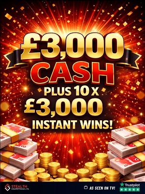 £3,000 CASH WITH 10 X £3,000 INSTANT WINS!!  