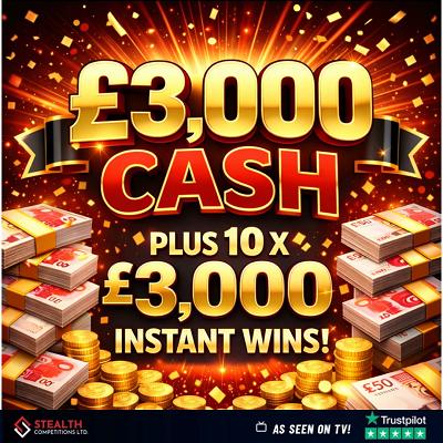 1 TICKET INTO THE £3,000 WITH 10 X £3,000 INSTANT WINS DRAW!