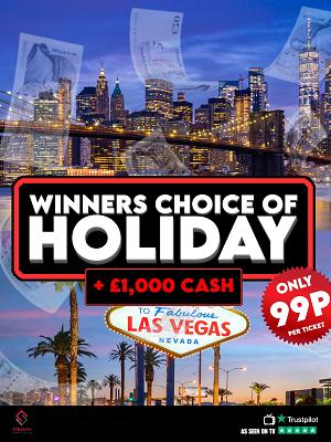 LAS VEGAS or NEW YORK + £1,000 CASH WITH INSTANT WINS!  