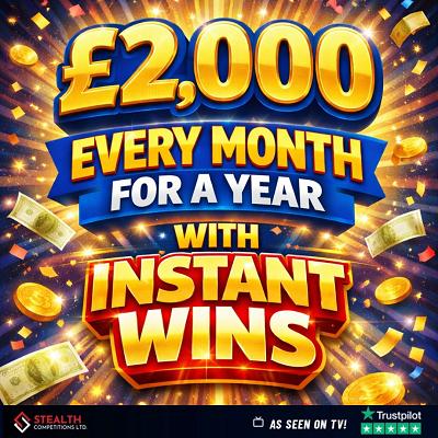 5,000 TICKETS INTO THE £2K A MONTH FOR A YEAR DRAW!