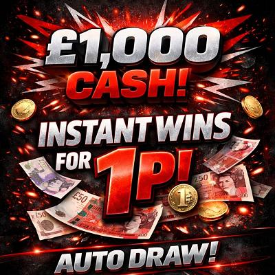£1,000 CASH FOR 1P WITH INSTANT WINS - AUTO DRAW!   
