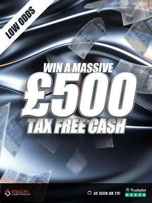 SUPER LOW ODDS £500 CASH!   