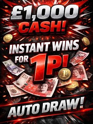 £1,000 CASH FOR 1P WITH INSTANT WINS - AUTO DRAW!    