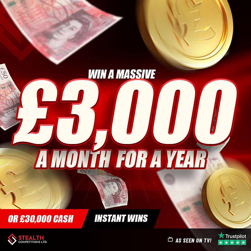 £3,000 A MONTH FOR A YEAR WITH INSTANT WINS! 