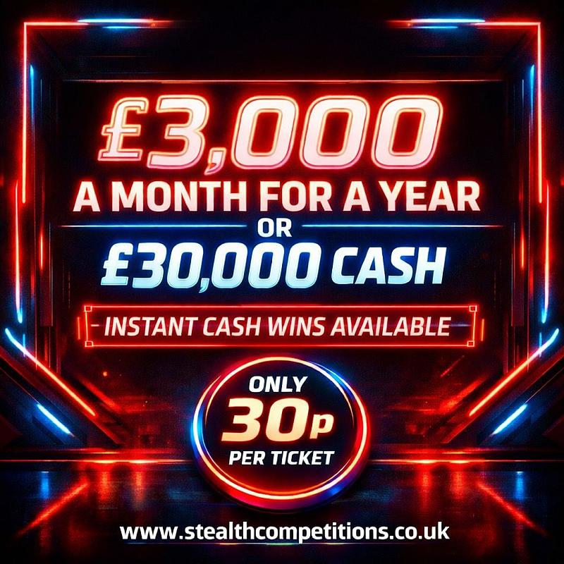 £3,000 A MONTH FOR A YEAR WITH INSTANT WINS!!