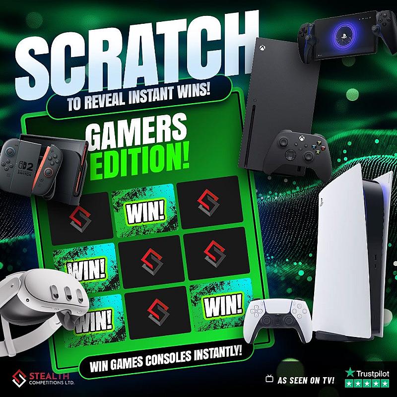GAMERS SCRATCH EDITION - 3 X £1,000 MAIN PRIZE! 