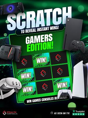 GAMERS SCRATCH EDITION - 3 X £1,000 MAIN PRIZE! 