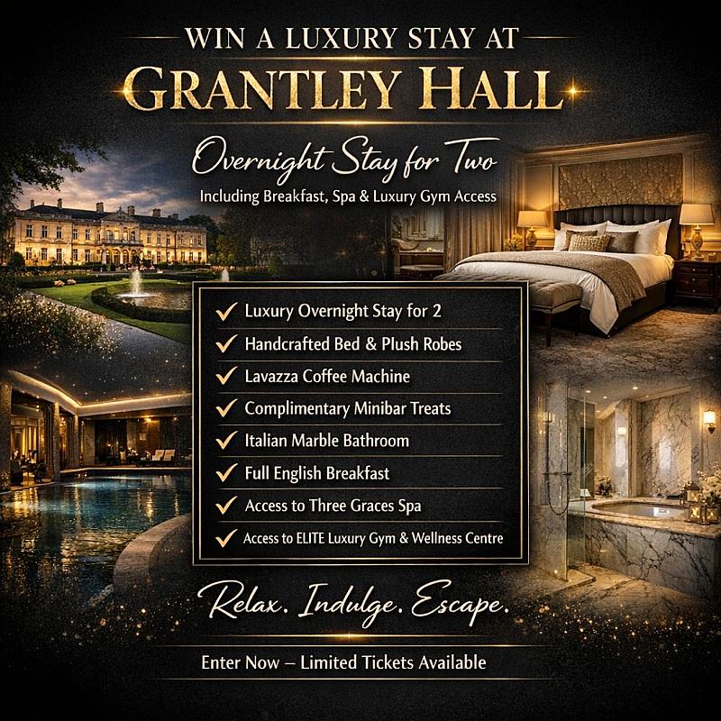 GRANTLEY HALL JUNIOR SUITE STAY WITH £500 CASH! 