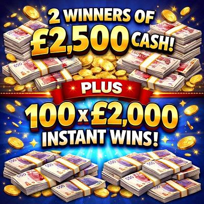 10 TICKETS INTO 2 X £2,500 WINNERS WITH 100 X £2,000 INSTANTS!