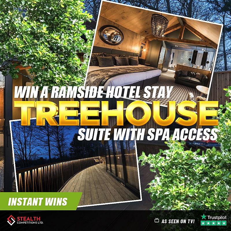 2 NIGHT RAMSIDE TREEHOUSE LOFT SUITE STAY WITH SPA + INSTANT WINS  