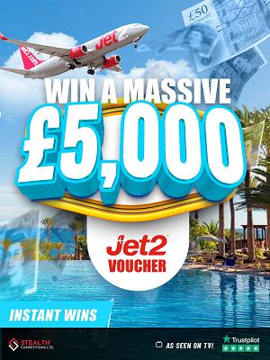 £5,000 JET2 HOLIDAY VOUCHER WITH INSTANT WINS!  