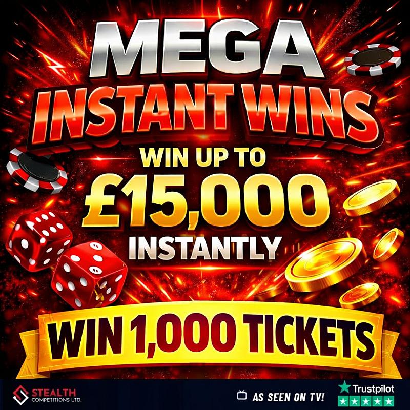 MEGA INSTANT WINS  MINI RAFFLE - WIN 1,000 TICKETS!         