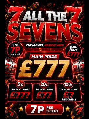ALL THE 7'S - £777 JACKPOT - AUTO DRAW!      