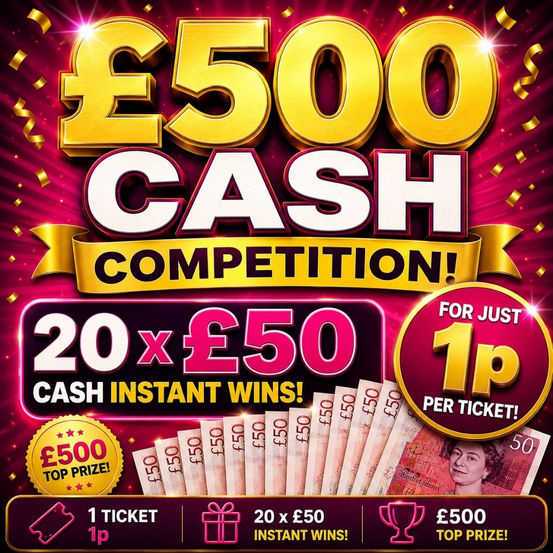 £500 CASH WITH 20 X £50 CASH WINS FOR 1P! 
