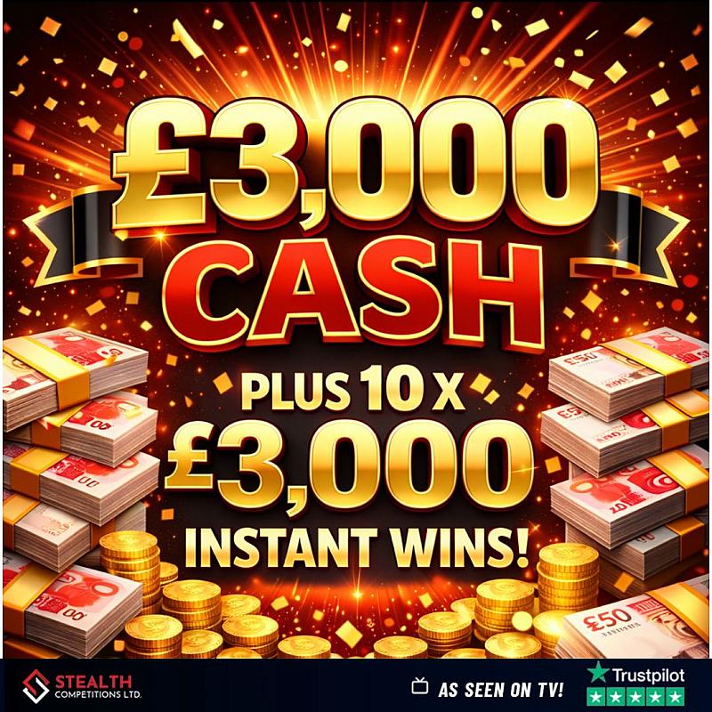 £3,000 CASH WITH 10 X £3,000 INSTANT WINS!!!   