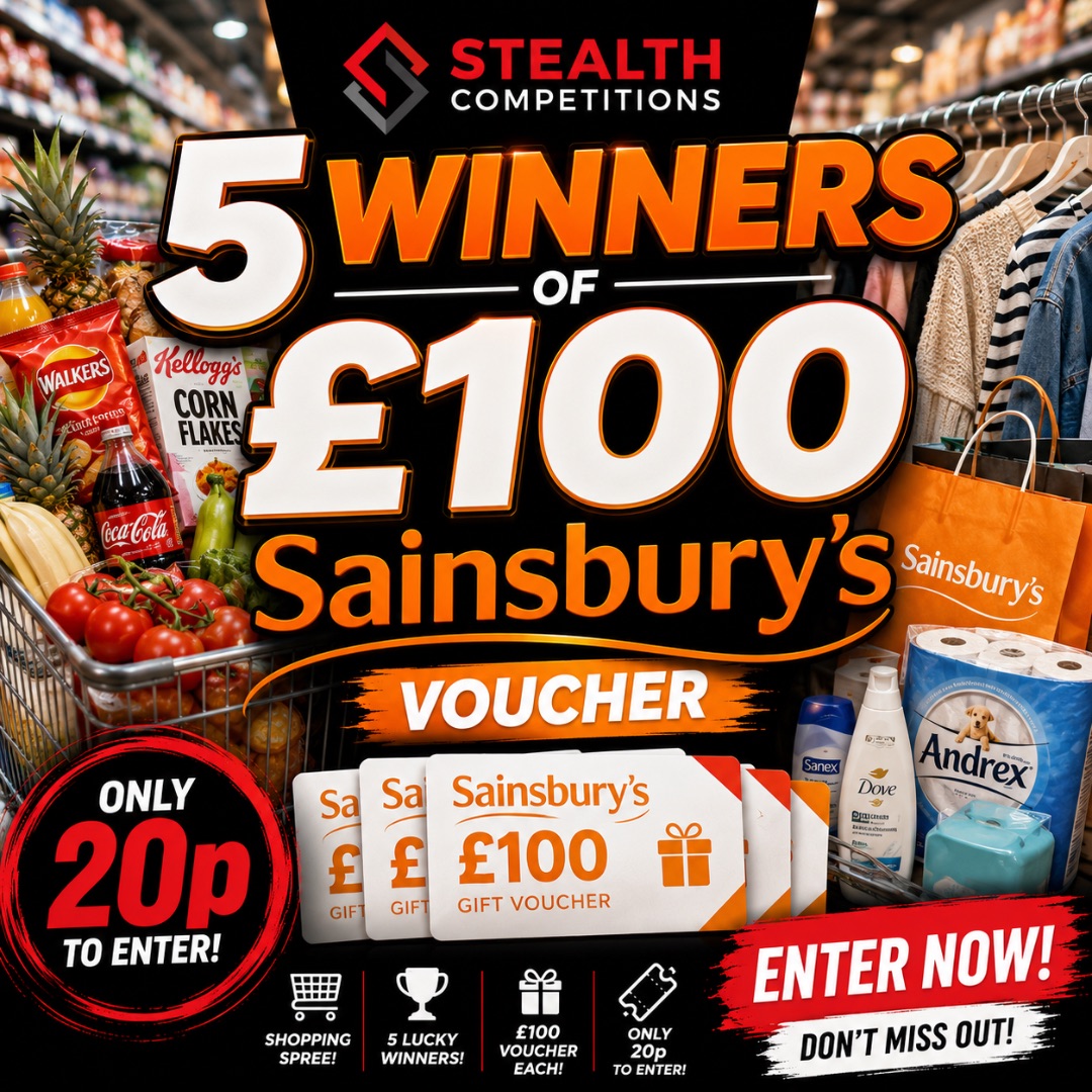 5 WINNERS OF £100 SAINSBURYS VOUCHERS