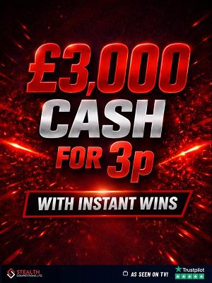 £3,000 CASH WITH INSTANT WINS FOR 3P - AUTO DRAW!   