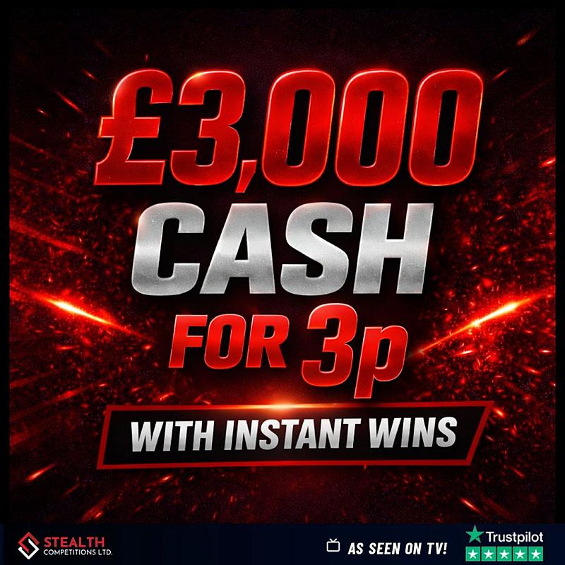 £3,000 CASH WITH INSTANT WINS FOR 3P - AUTO DRAW!    