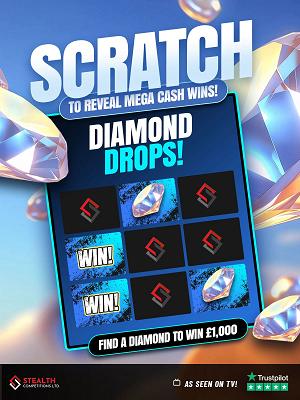 DIAMOND DROPS SCRATCH EDITION - 2 X £500 MAIN PRIZE!  