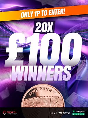 20 x £100 CASH WINNERS FOR 1P! 