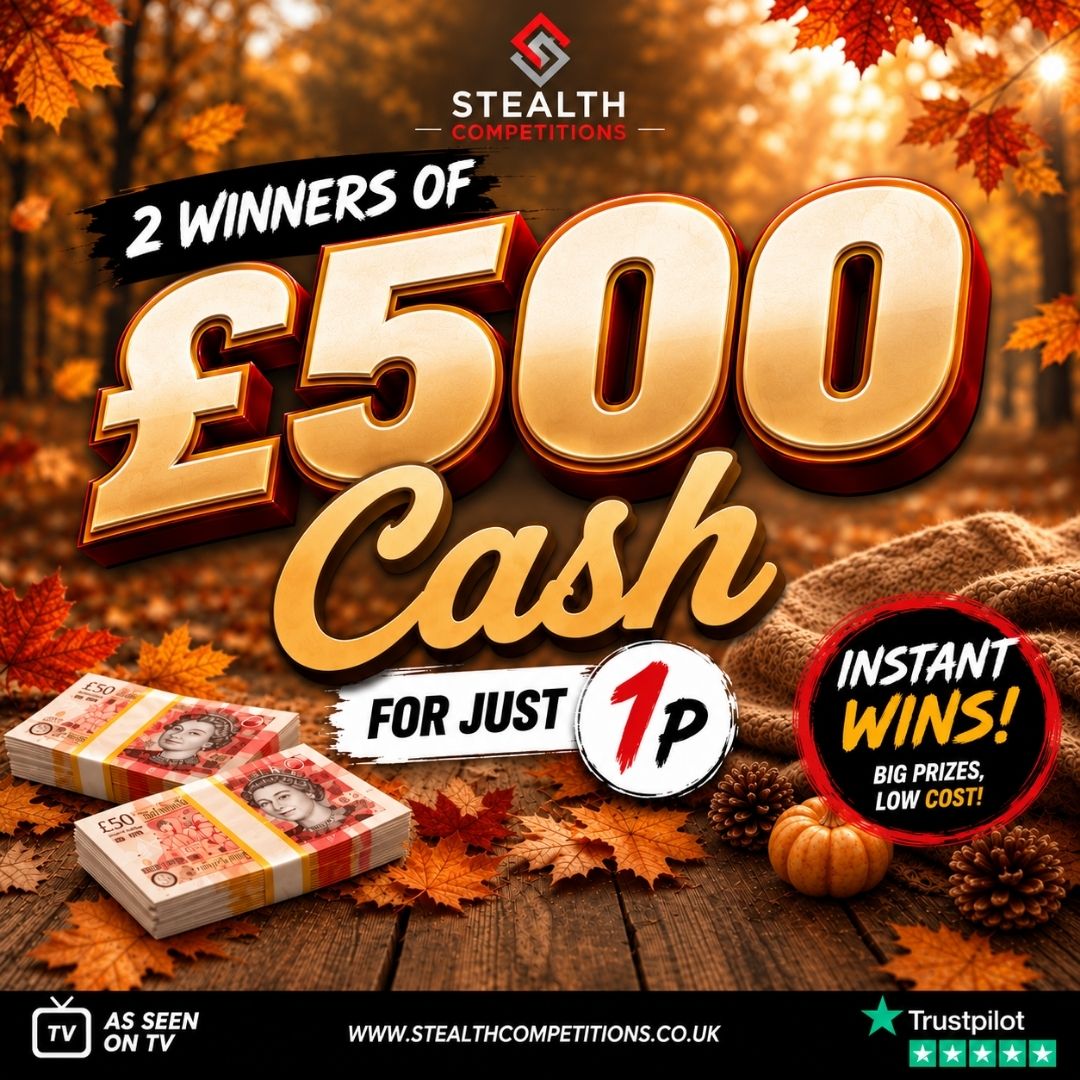 2 X £500 CASH WINNERS + INSTANT WINS!