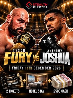 2 TICKETS TYSON VS AJ + HOTEL STAY + £500 CASH!