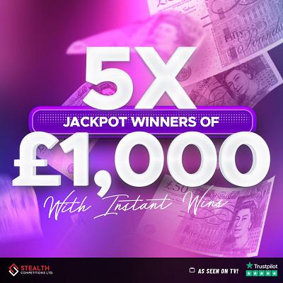 400 TICKETS INTO 5 X WINNERS OF £1,000!
